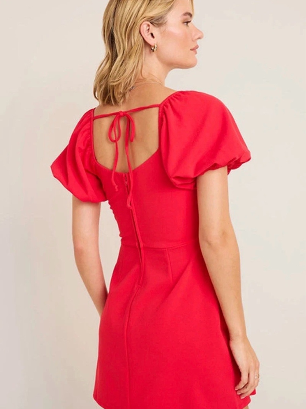 Francesca's Collections Red Puff Sleeve Midi Dress XS NWT - Picture 2 of 4